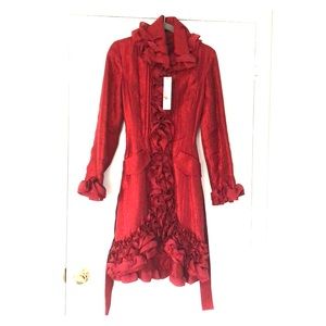 Samuel Dong Maroon Overcoat